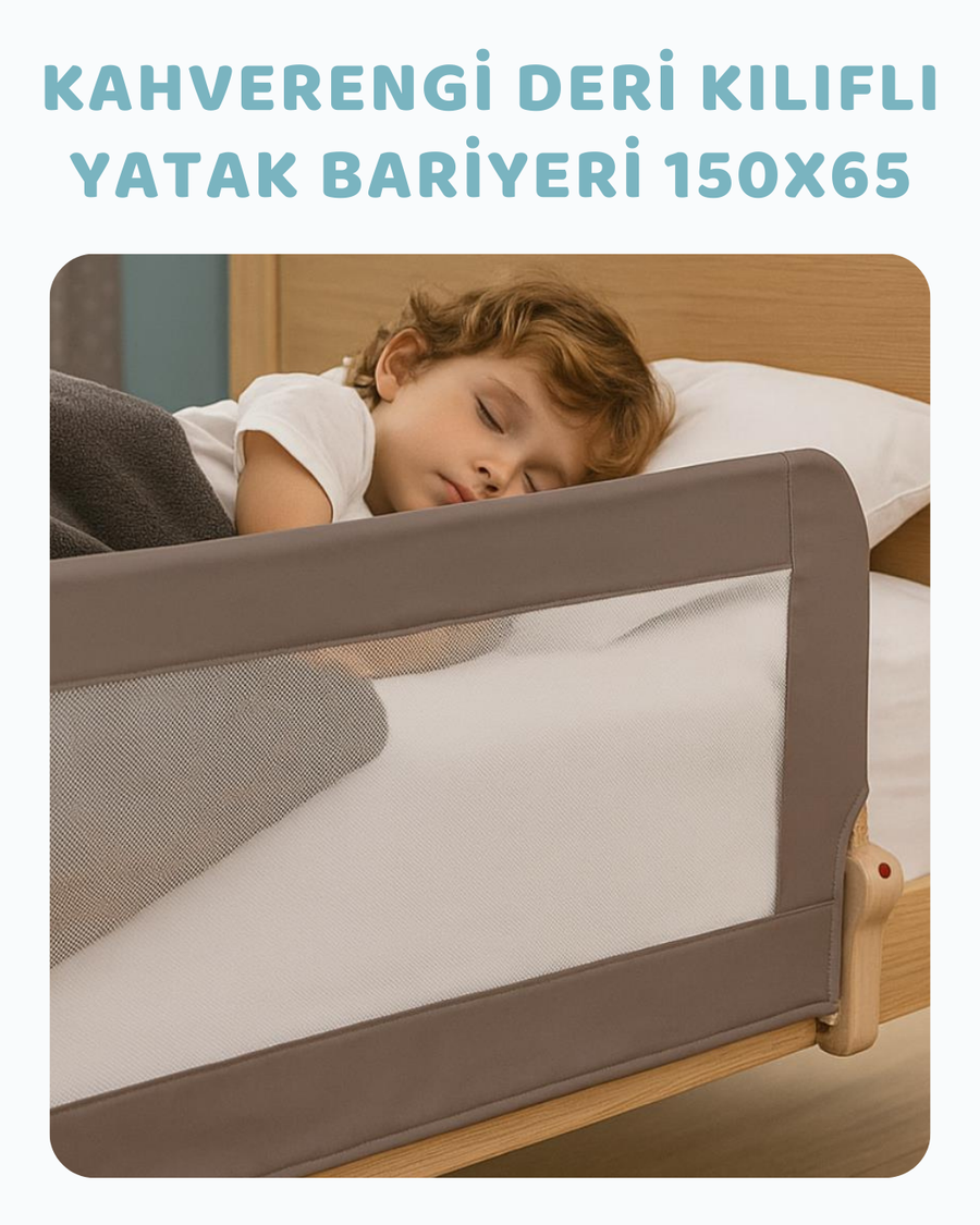 Kahverengi Deri Kılıflı Yatak Bariyeri 150*65