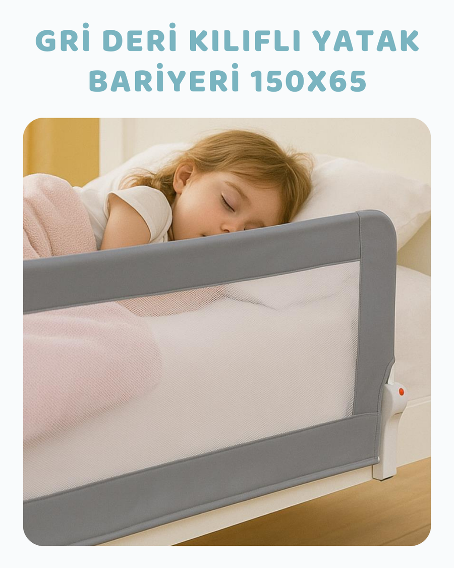 Gri Deri Kılıflı Yatak Bariyeri 150*65