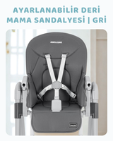 Ayarlanabilir Deri Mama Sandalyesi | Gri