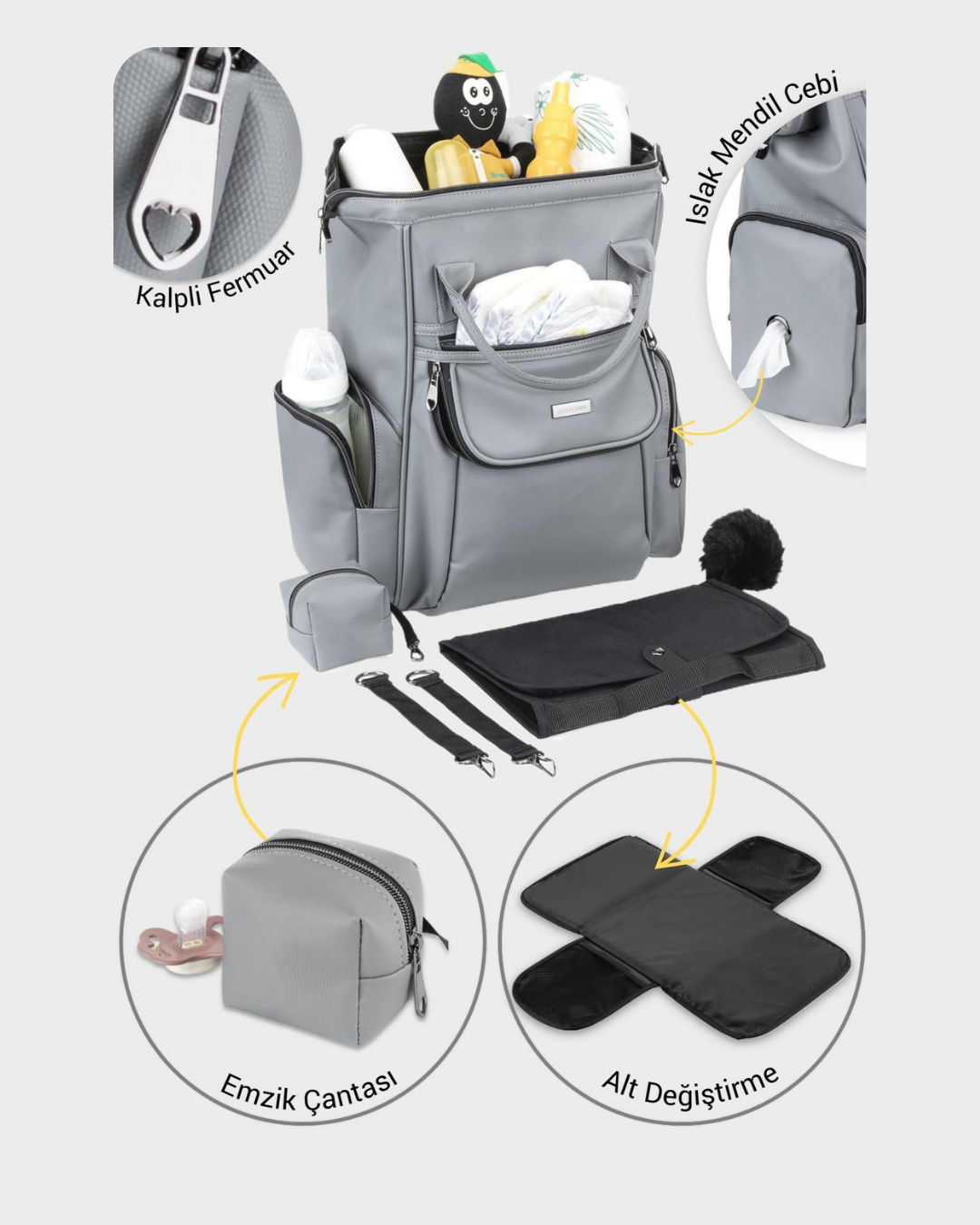 Anne Bebek Bakım Çantası | Gri