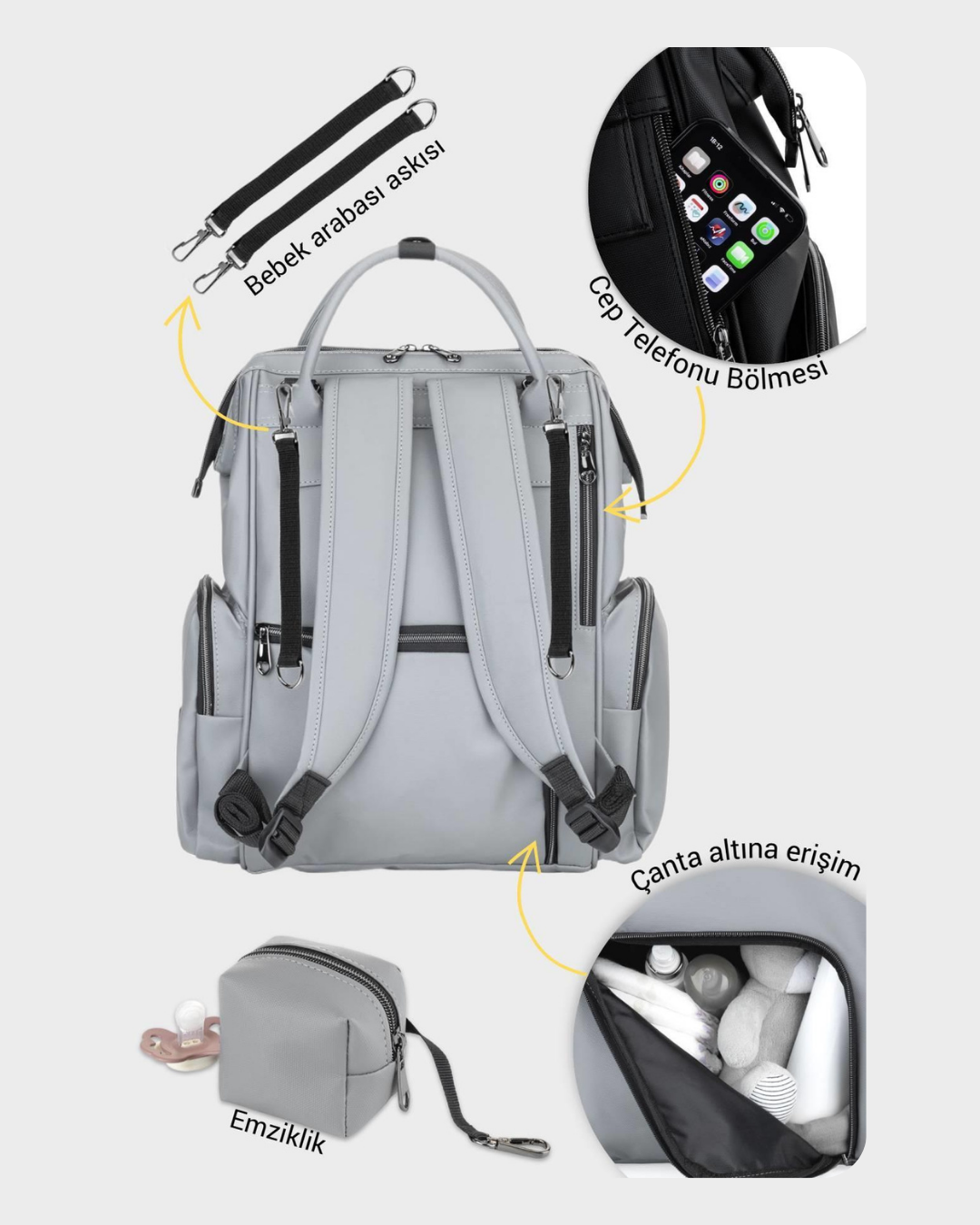 Anne Bebek Bakım Çantası | Gri