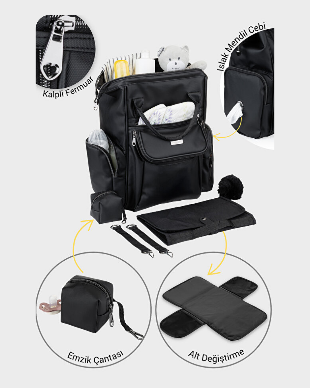 Anne Bebek Bakım Çantası | Siyah