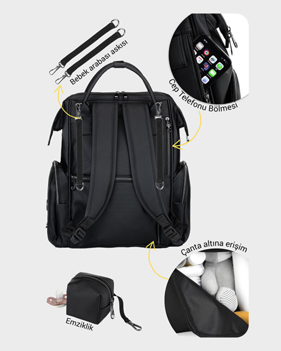 Anne Bebek Bakım Çantası | Siyah