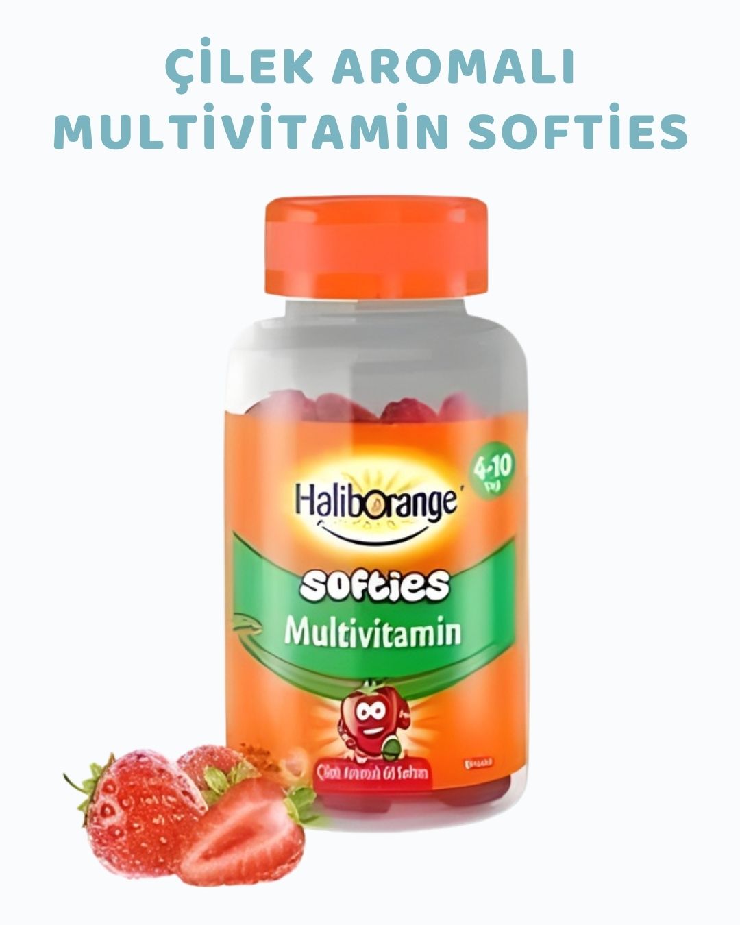 Haliborange Çilek Aromalı Multivitamin Softies – Çocuklar İçin 7 Vitaminli Çiğnenebilir Kapsül (60 Adet)