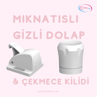 Mıknatıslı Gizli Dolap & Çekmece Kilidi - 2 Adet Kilit + 1 Adet Anahtar