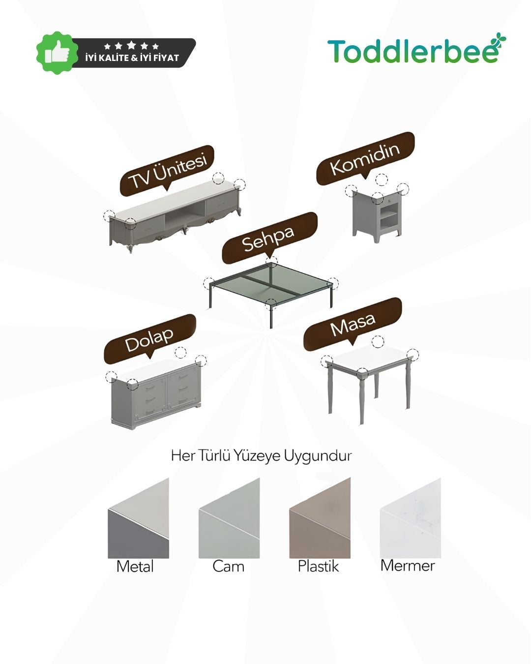 Yumuşak Masa & Sehpa Köşe Koruyucu (8 Adet)