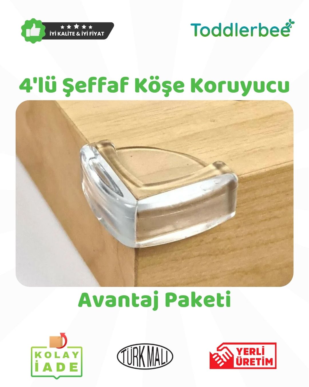 Şeffaf Masa & Sehpa Köşe Koruyucu (4 Adet)
