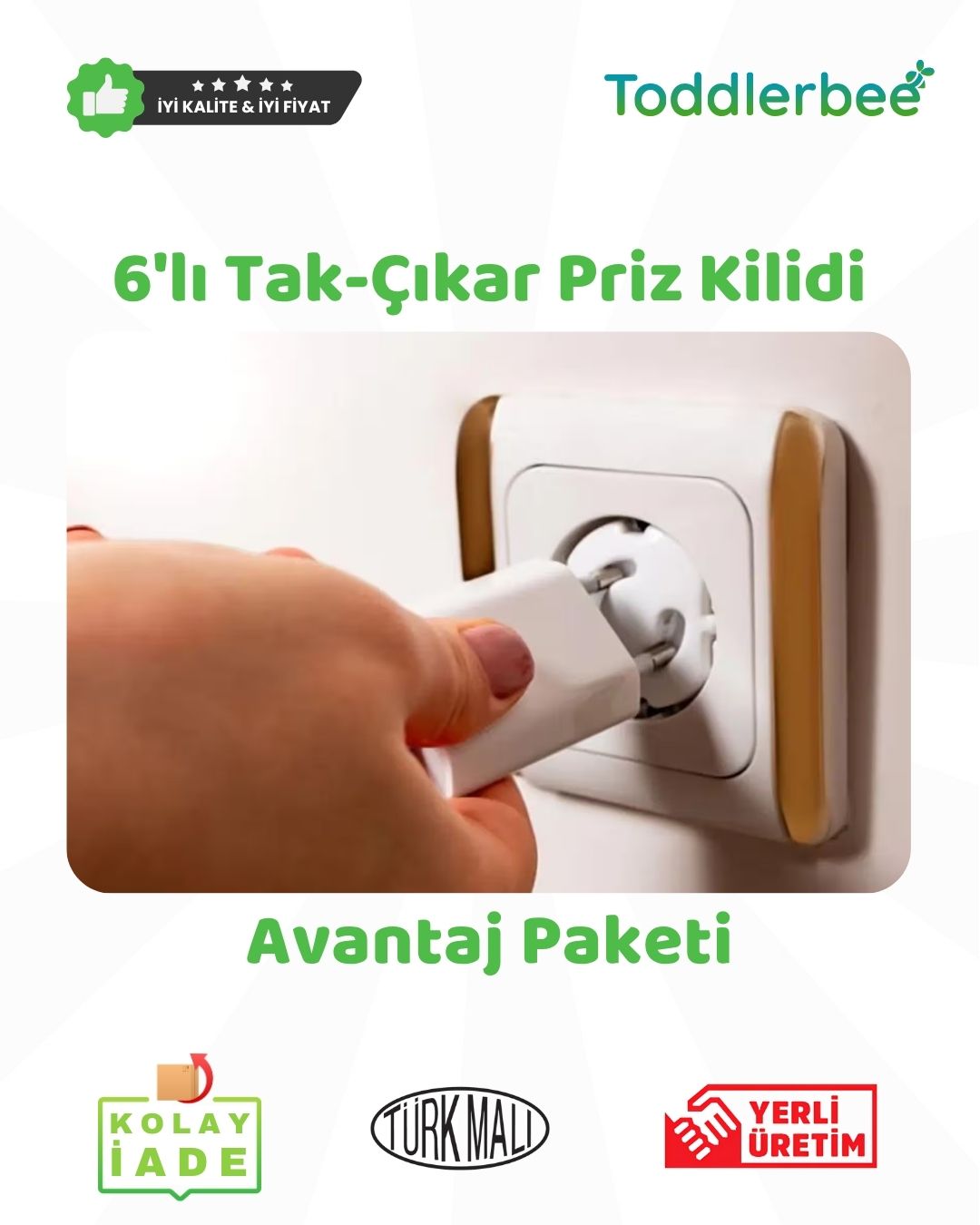 Tak Çıkar Priz Kapağı (6 Adet)