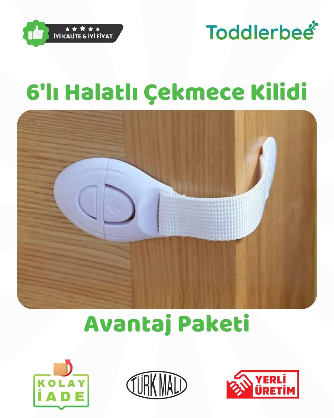 Örme Halatlı & Basmalı Çekmece Kilidi (6 Adet)