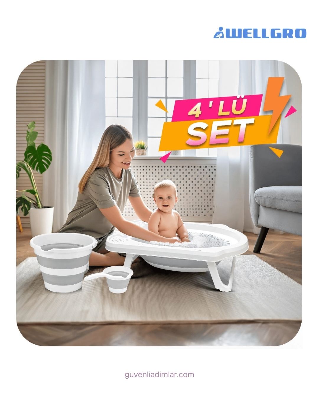 Katlanır Bebek Küveti 4’lü Set