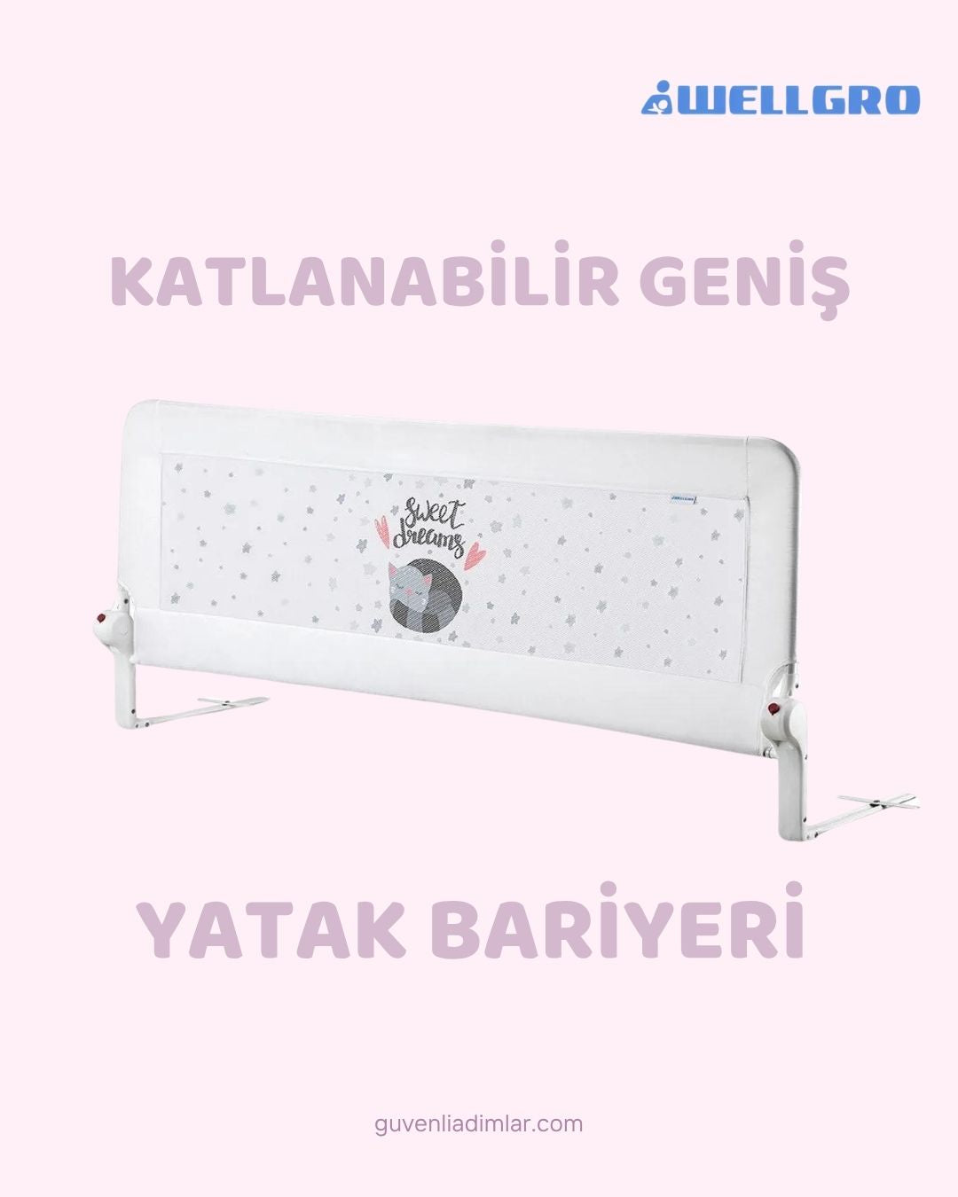 Katlanır Premium Yatak Bariyeri 150x65cm