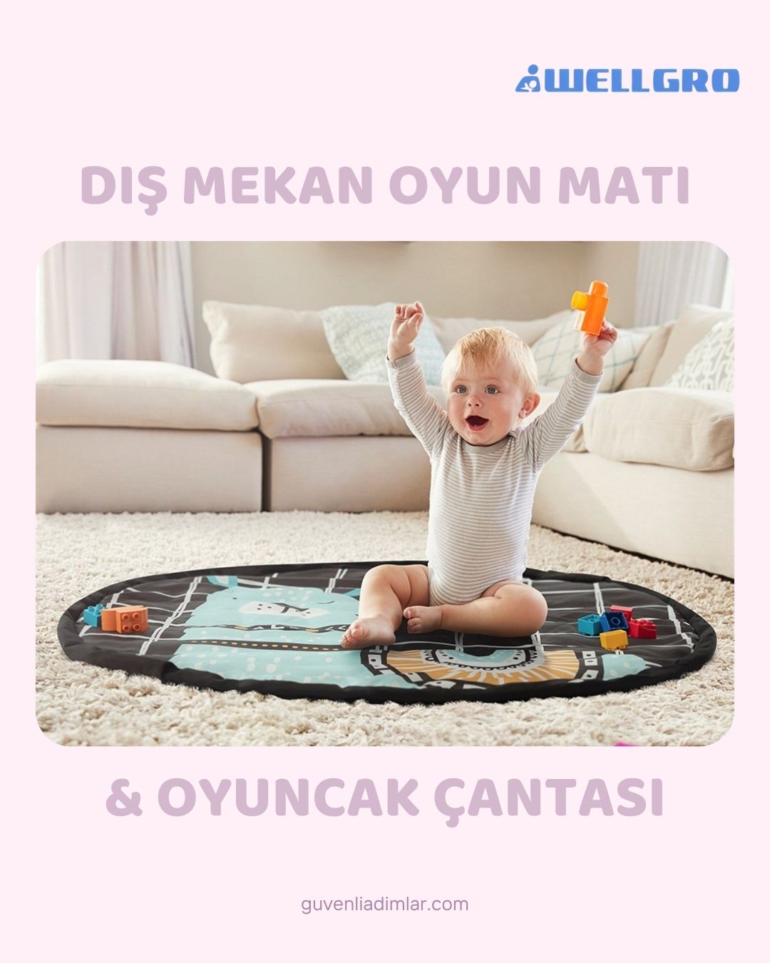 Wellgro Sevimli Lama Oyun Matı & Oyuncak Çantası