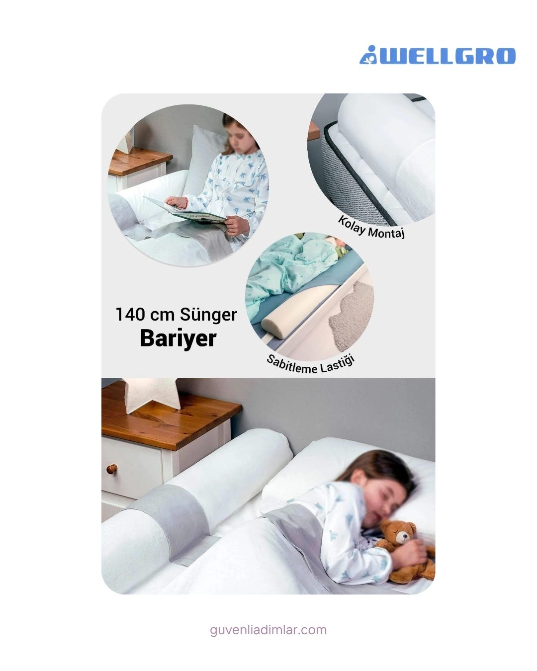 Wellgro 140 cm Sünger Yatak Bariyeri