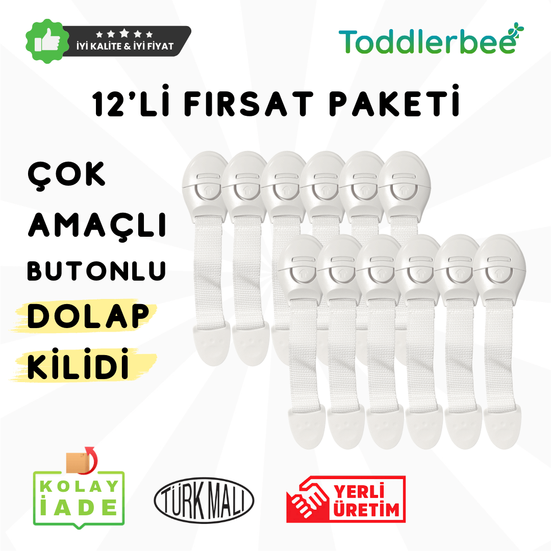 12 Adet Bebek Çocuk Dolap Çekmece Çok Amaçlı Kilit