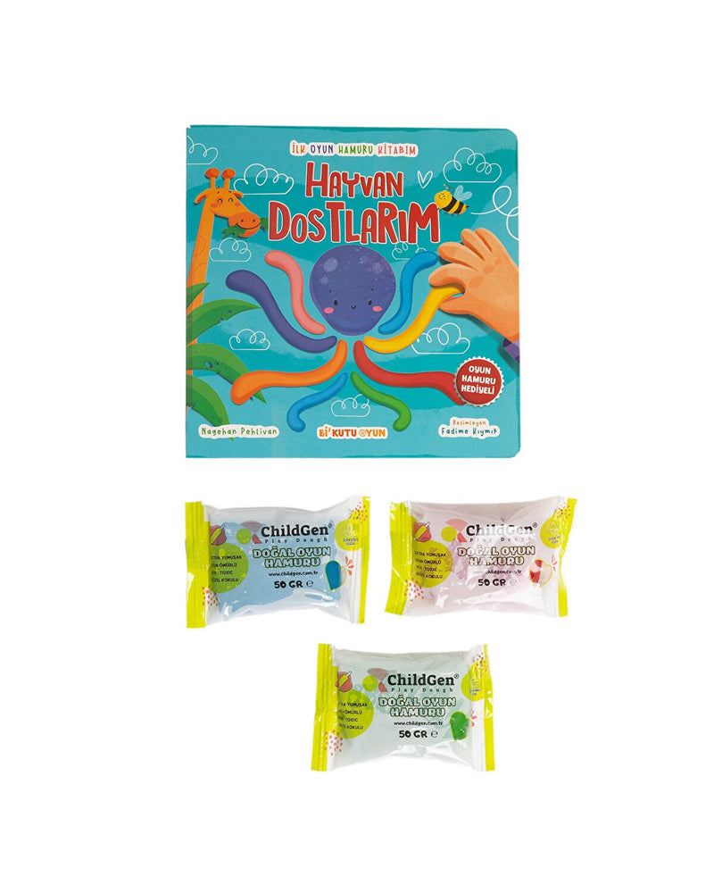 Hayvan Dostlarım Aktivite kitabı ve 3x50gr Hamur Hediyeli