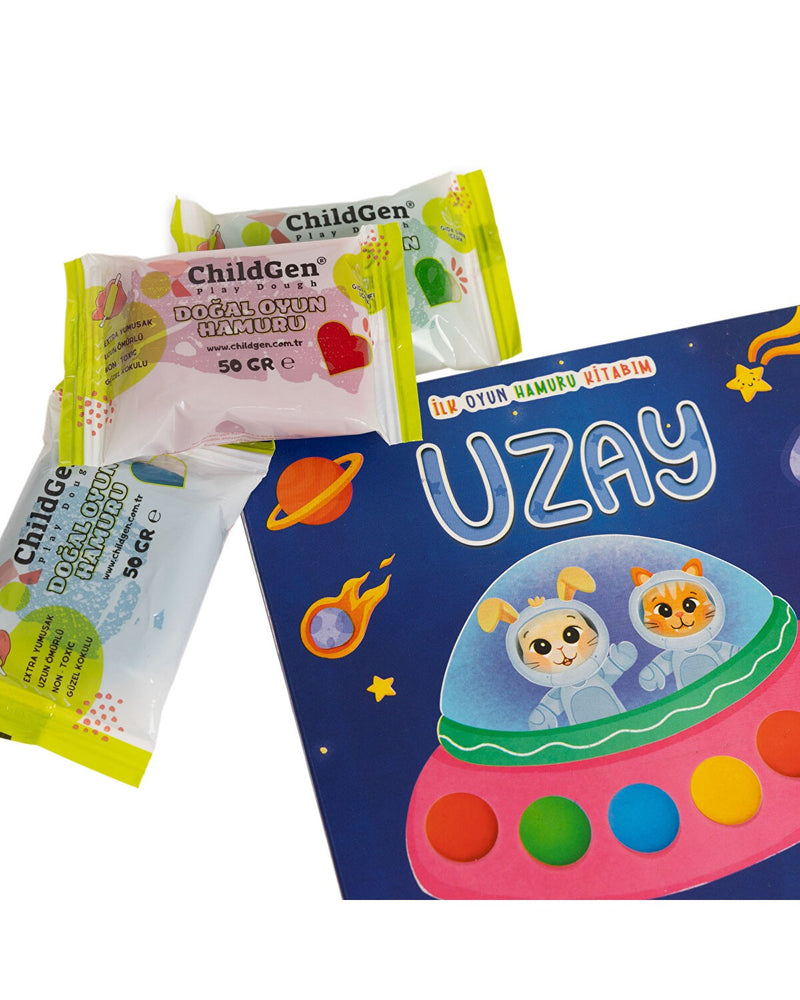Uzay Aktivite Kitabı ve 3x50gr Hamur Hediyeli
