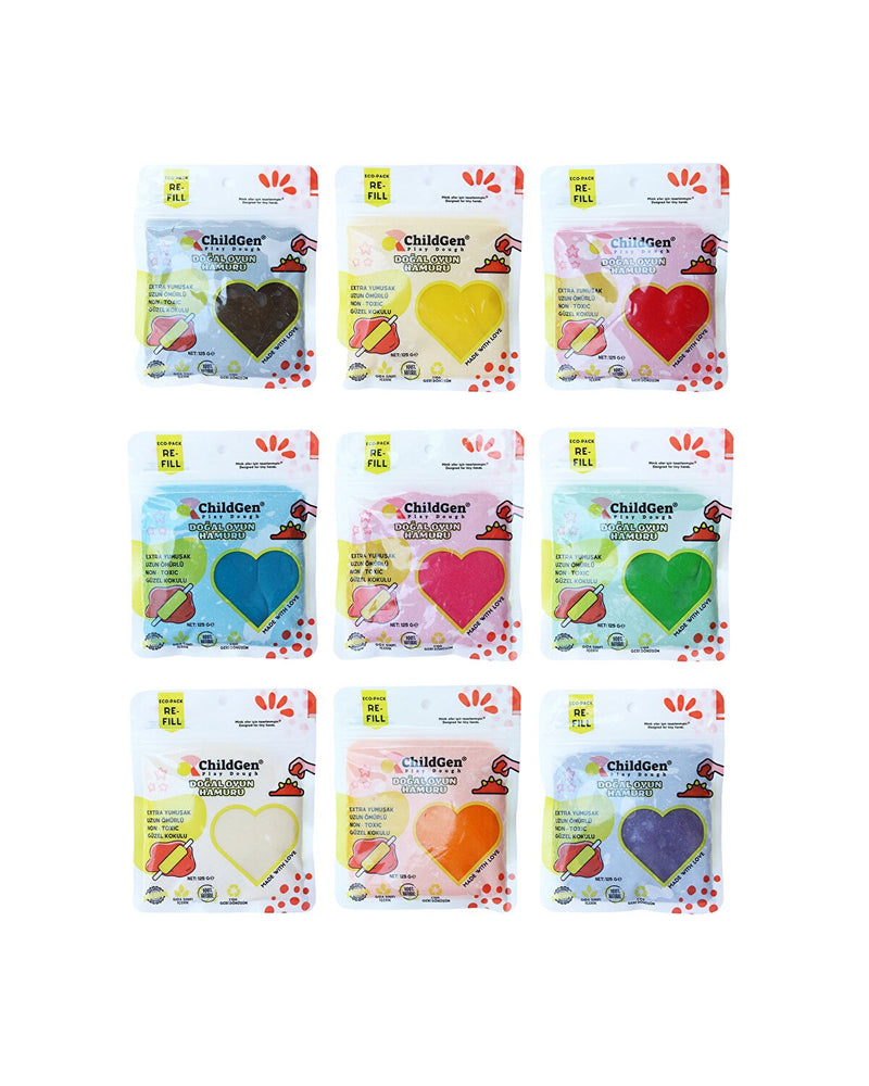 Doğal Oyun Hamuru Yedek Paket 9x125 gr