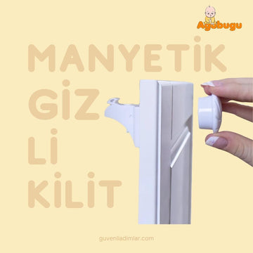 Gizli Manyetik Dolap Çekmece Kilidi - 2 Adet Kilit + 1 Adet Anahtar