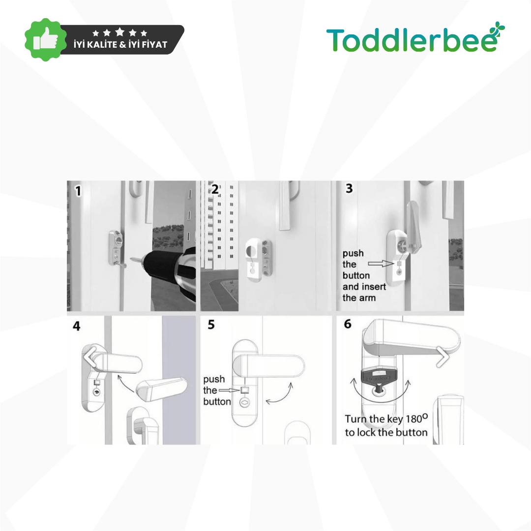 4 Adet Çocuk Bebek Metal Pencere Güvenlik Kilidi Anahtarsız Kullanım