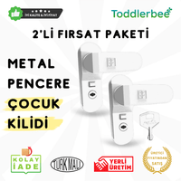 2 Adet Çocuk Bebek Metal Pencere Güvenlik Kilidi Anahtarsız Kullanım