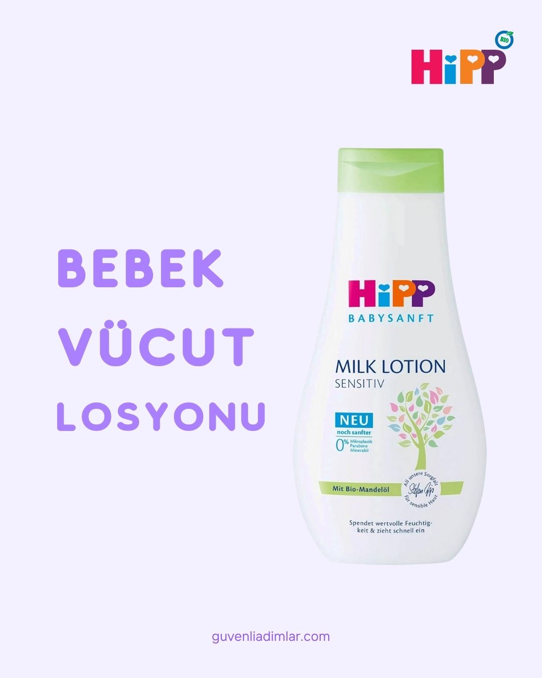 HiPP Babysanft Bebek Vücut Losyonu – Organik Badem Özlü Yoğun Nemlendirici (350 ml)