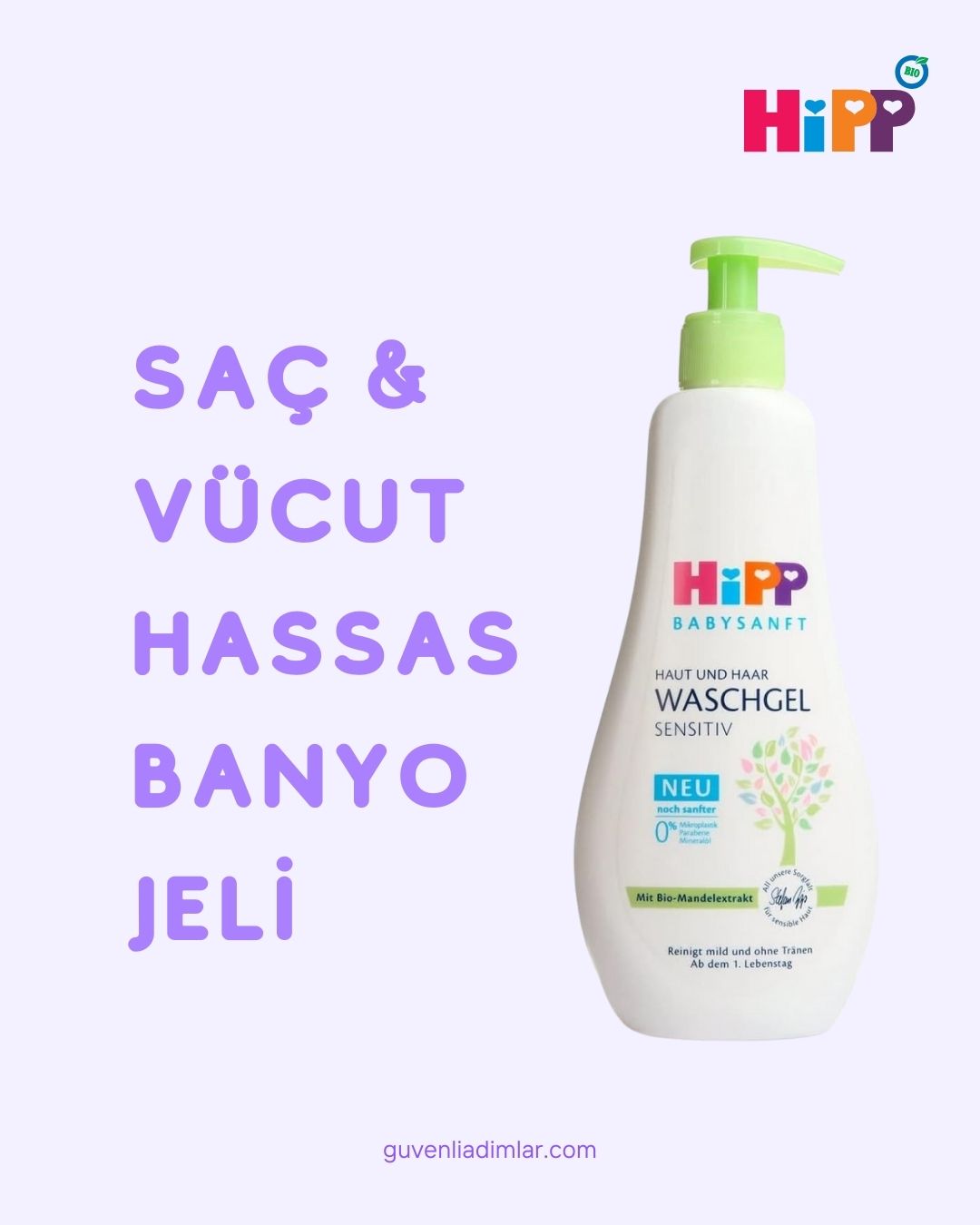HiPP Babysanft Saç ve Vücut Banyo Jeli – Hassas Ciltler İçin Organik Badem Özlü (400ml)