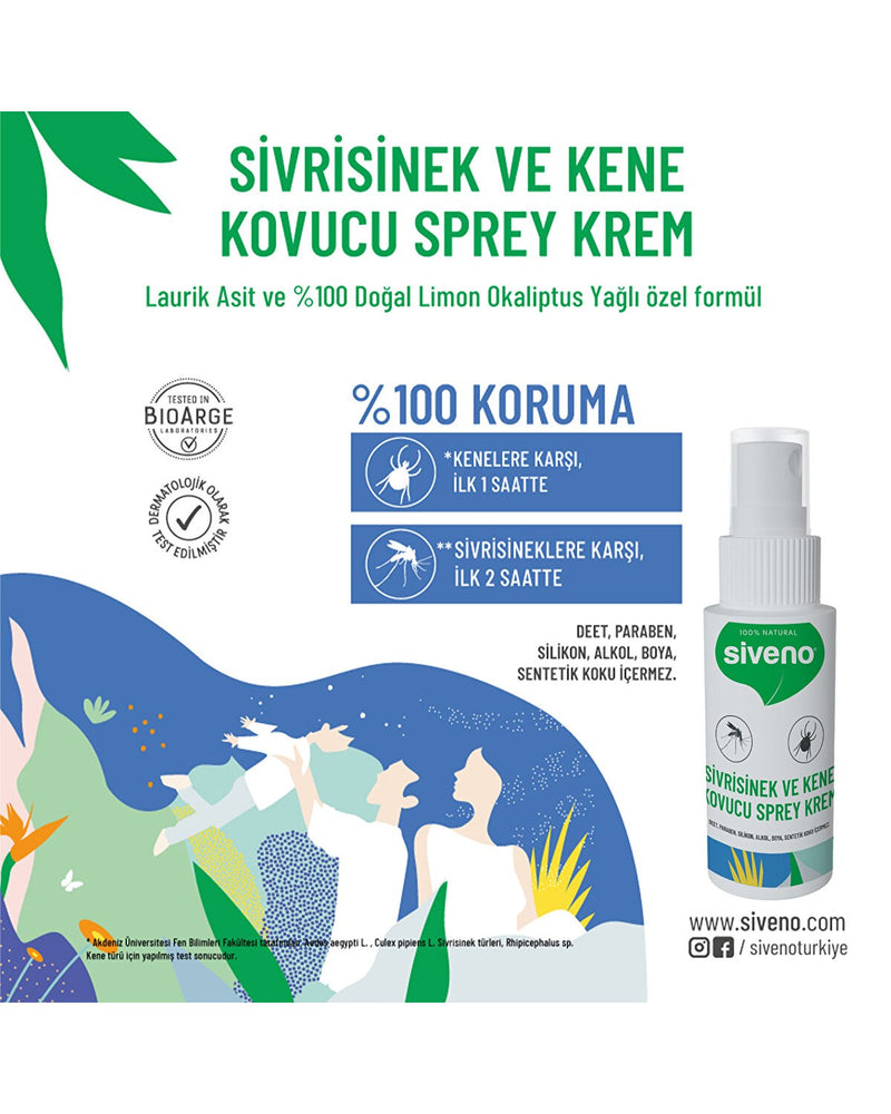 SİVENO %100 Sivrisinek ve Kene Kovucu Sprey Krem 50 ml