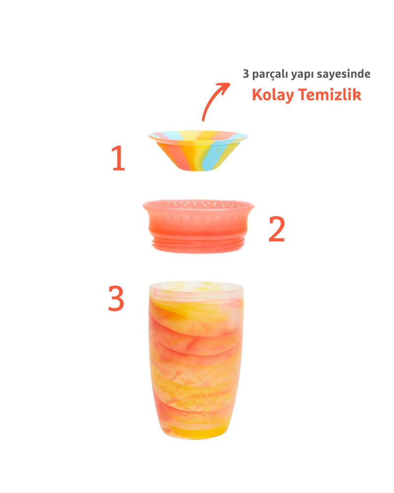 Munchkin Mucize 360° Alıştırma Bardağı 12 Ay+ |296 ml | BPA İçermez | Krımızı Tropikal Desen