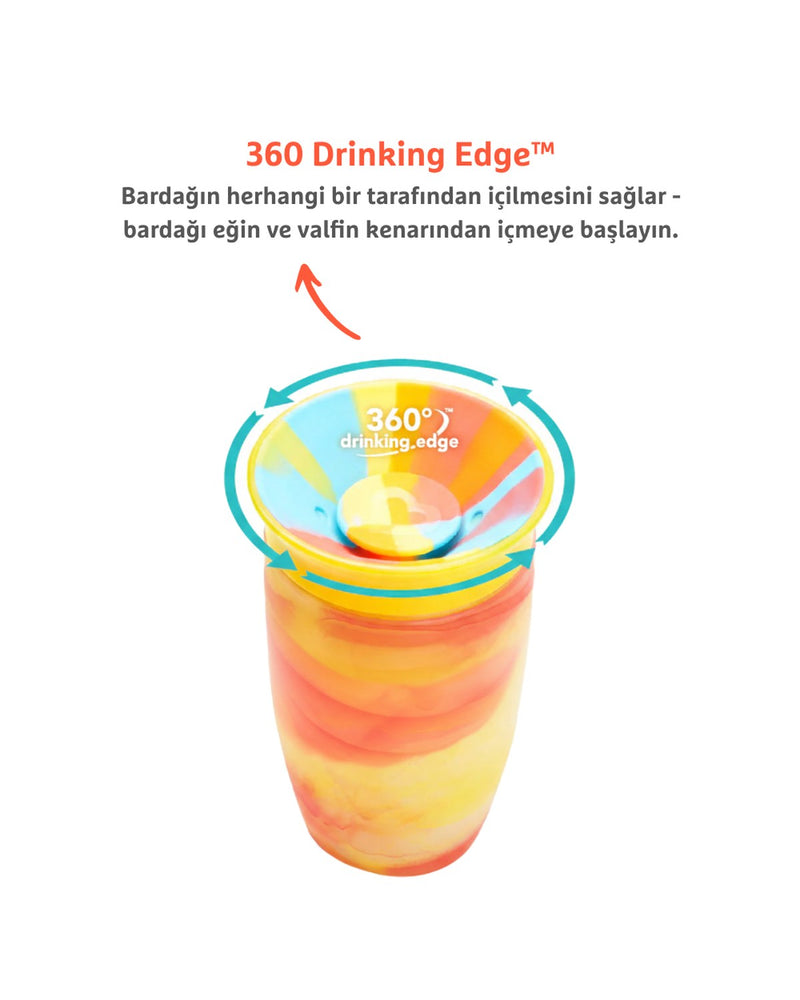 Munchkin Mucize 360° Alıştırma Bardağı 12 Ay+ |296 ml | BPA İçermez | Krımızı Tropikal Desen