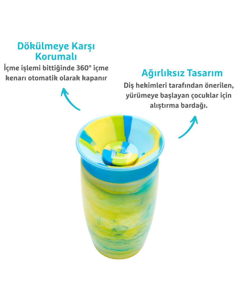 Munchkin Mucize 360° Alıştırma Bardağı 12 Ay+ |296 ml | BPA İçermez | Mavi Tropikal Desen