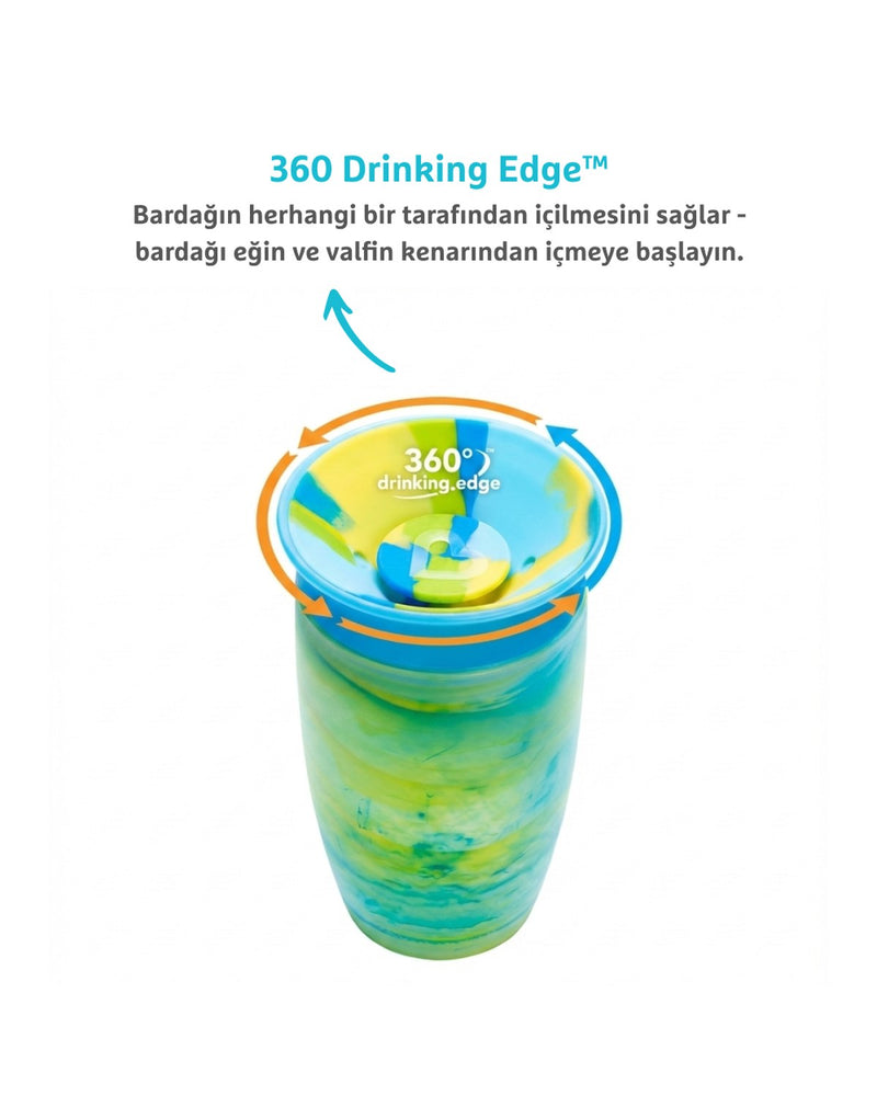 Munchkin Mucize 360° Alıştırma Bardağı 12 Ay+ |296 ml | BPA İçermez | Mavi Tropikal Desen