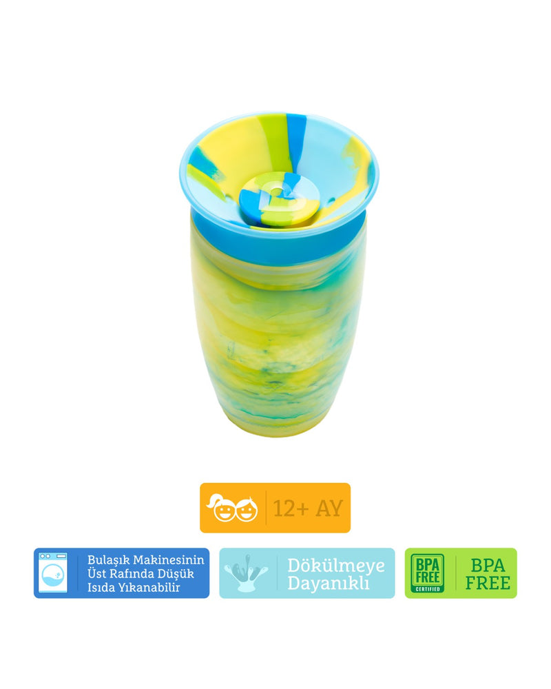 Munchkin Mucize 360° Alıştırma Bardağı 12 Ay+ |296 ml | BPA İçermez | Mavi Tropikal Desen