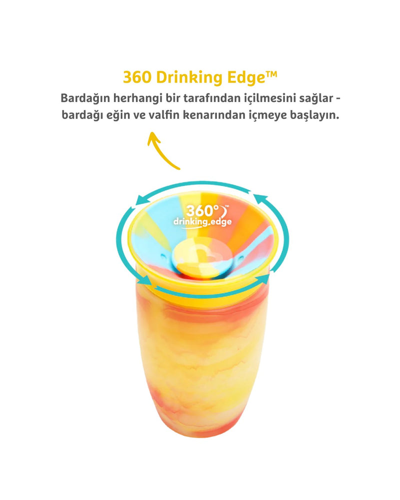 Munchkin Mucize 360° Alıştırma Bardağı 12 Ay+ |296 ml | BPA İçermez | Sarı Tropikal Desen