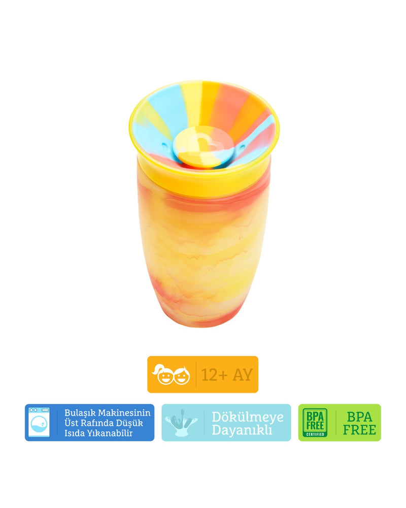 Munchkin Mucize 360° Alıştırma Bardağı 12 Ay+ |296 ml | BPA İçermez | Sarı Tropikal Desen