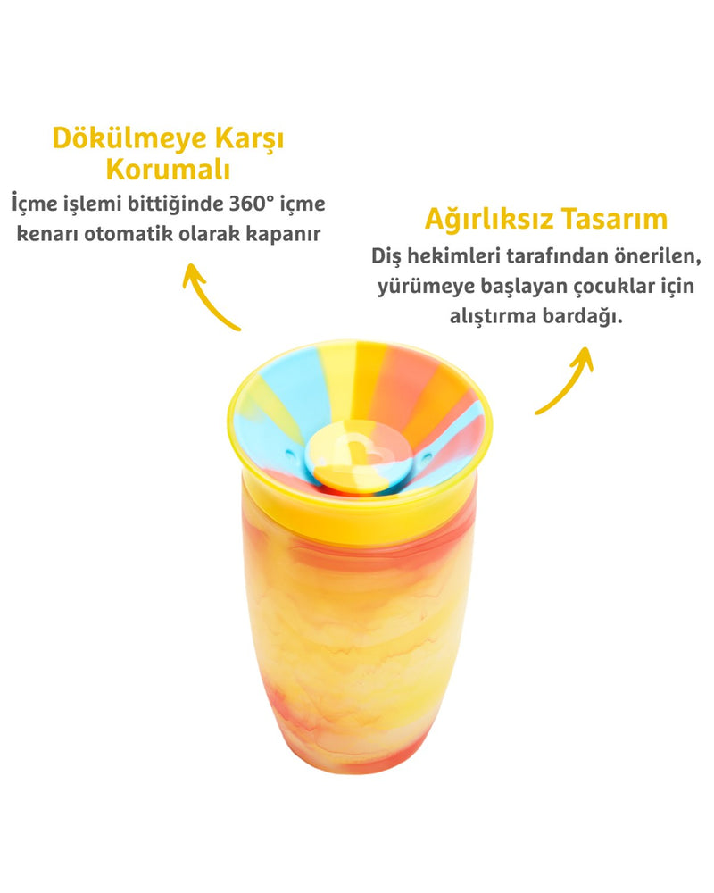 Munchkin Mucize 360° Alıştırma Bardağı 12 Ay+ |296 ml | BPA İçermez | Sarı Tropikal Desen