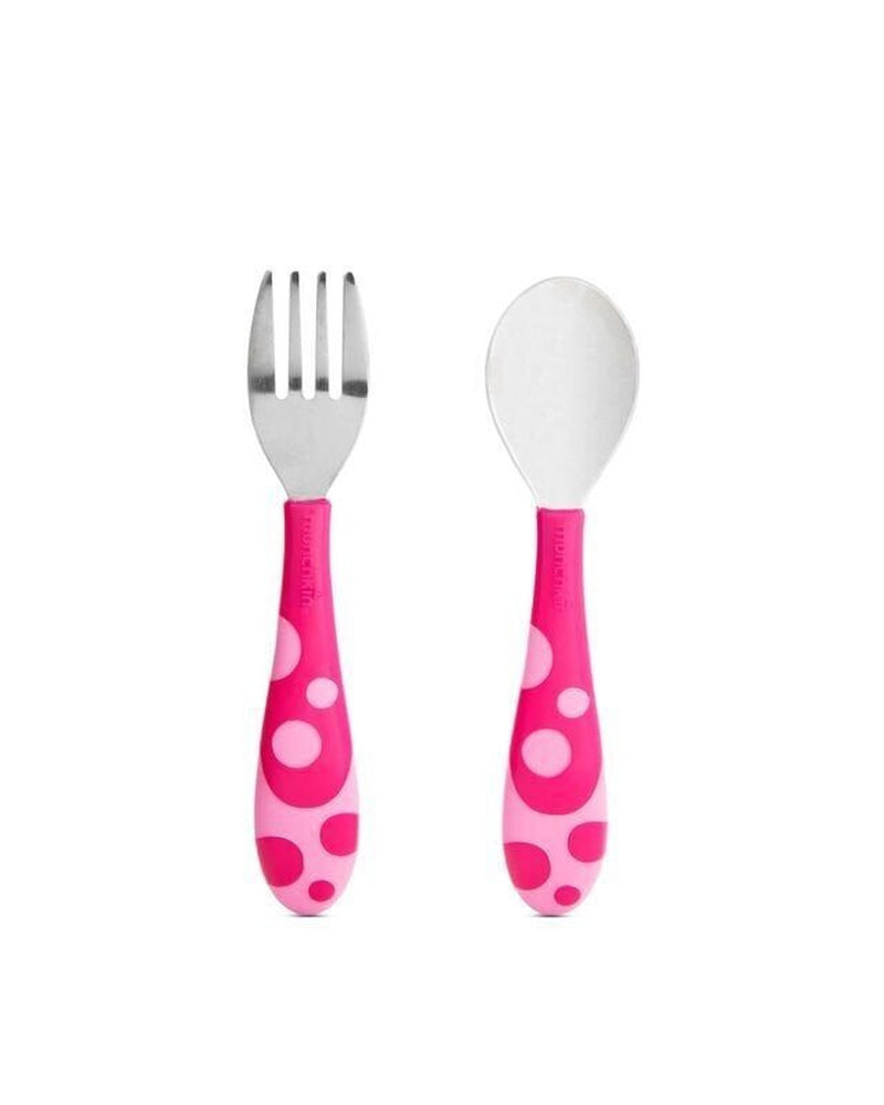 Munchkin Ergonomik ve Eğitici 2'li Çatal ve Kaşık Seti | Pembe| 12 Ay+ | BPA İçermez