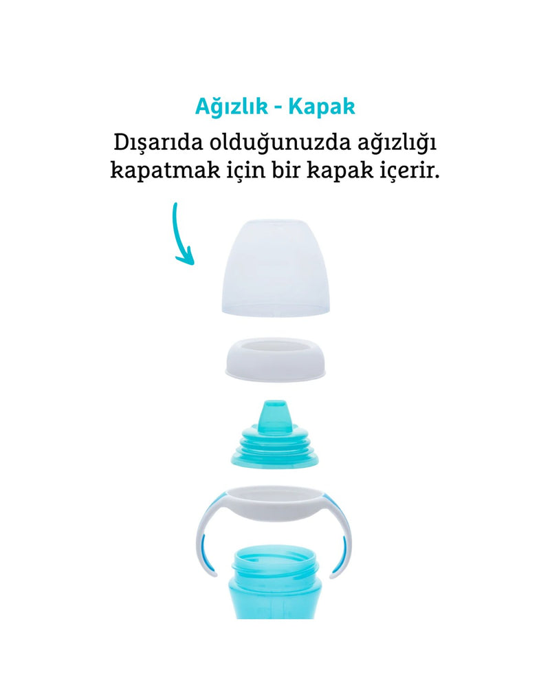 Munchkin Duyarlı Geçiş Bardağı | 9 Ay+ Bebekler İçin | 296 ml | Sızdırmaz & Kolay Tutulan Tasarım | Mavi