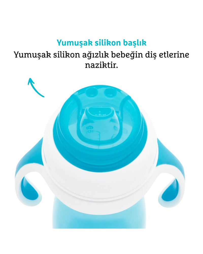Munchkin Duyarlı Geçiş Bardağı | 9 Ay+ Bebekler İçin | 296 ml | Sızdırmaz & Kolay Tutulan Tasarım | Mavi