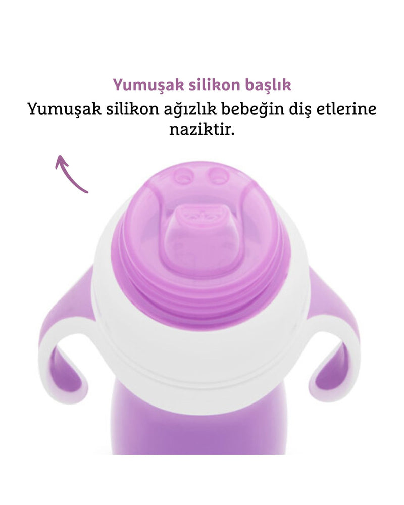 Munchkin Duyarlı Geçiş Bardağı | 9 Ay+ Bebekler İçin | 296 ml | Sızdırmaz & Kolay Tutulan Tasarım | Mor