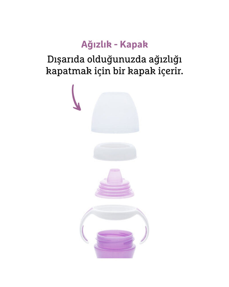 Munchkin Duyarlı Geçiş Bardağı | 9 Ay+ Bebekler İçin | 296 ml | Sızdırmaz & Kolay Tutulan Tasarım | Mor