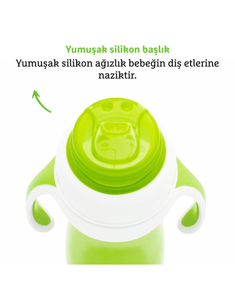 Munchkin Duyarlı Geçiş Bardağı | 9 Ay+ Bebekler İçin | 296 ml | Sızdırmaz & Kolay Tutulan Tasarım | Yeşil