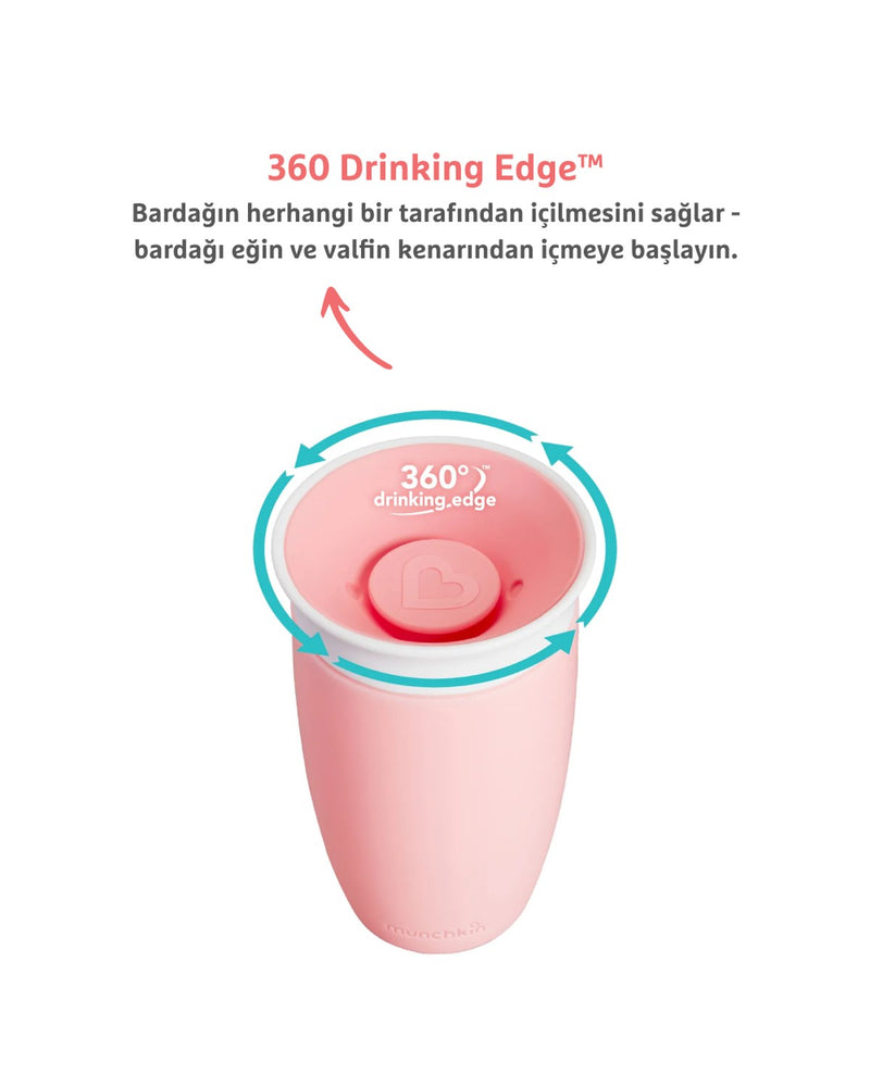 Munchkin Mucize 360° Alıştırma Bardağı, 12ay+, 296ml Pembe