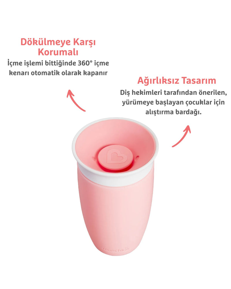 Munchkin Mucize 360° Alıştırma Bardağı, 12ay+, 296ml Pembe