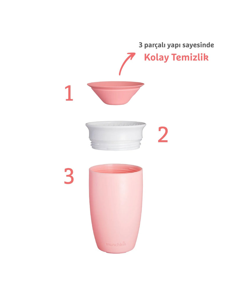 Munchkin Mucize 360° Alıştırma Bardağı, 12ay+, 296ml Pembe