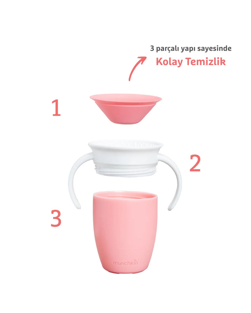 Munchkin Mucize 360° Alıştırma Bardağı 6ay+, 207ml, Pembe, 1 Adet