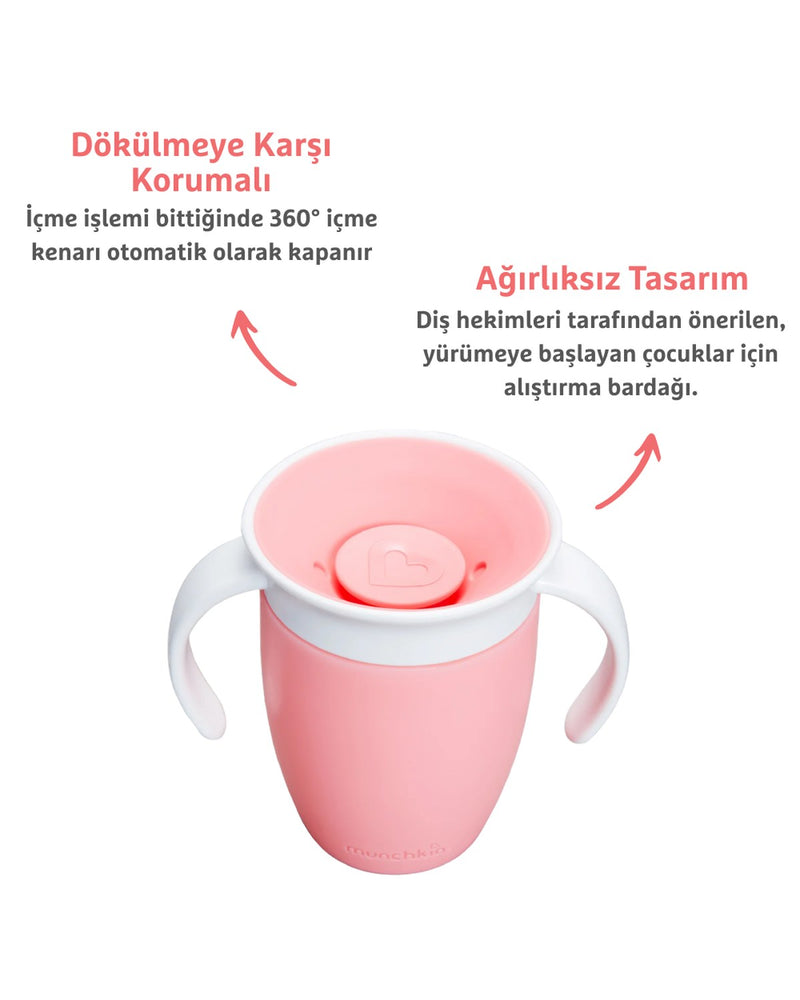 Munchkin Mucize 360° Alıştırma Bardağı 6ay+, 207ml, Pembe, 1 Adet
