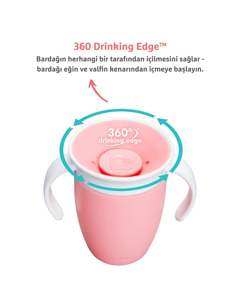 Munchkin Mucize 360° Alıştırma Bardağı 6ay+, 207ml, Pembe, 1 Adet