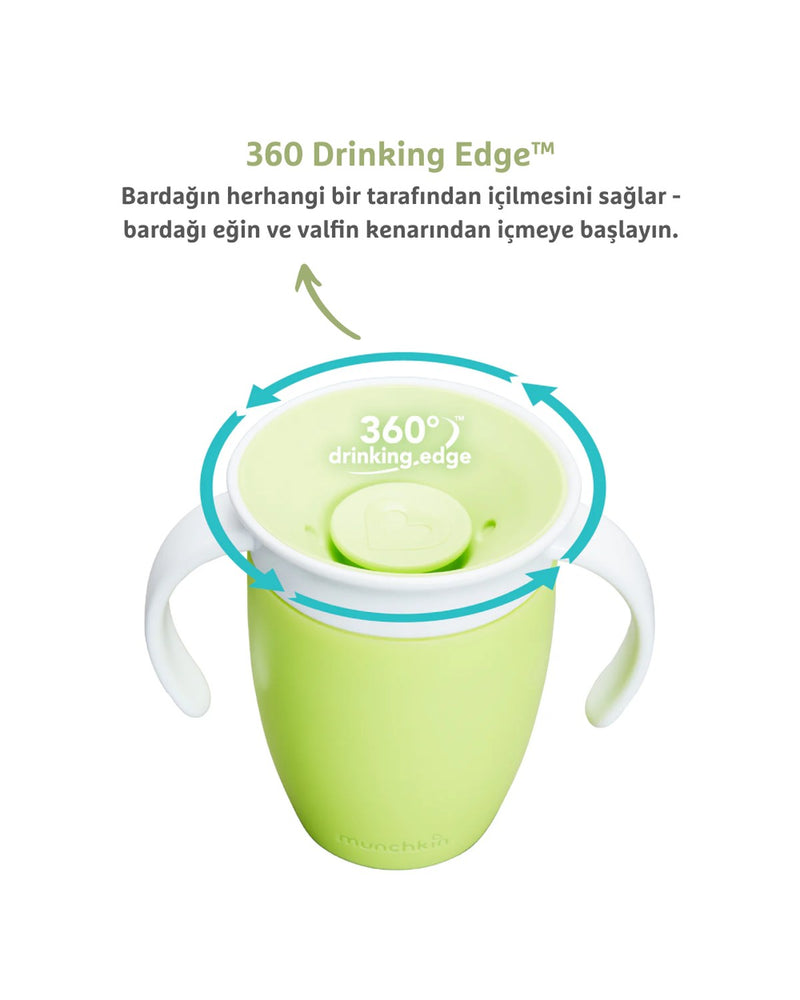 Munchkin Mucize 360° Alıştırma Bardağı, 6ay+, 207ml, Yeşil, 1 Adet