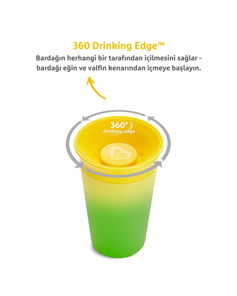 Munchkin Mucize 360° Renk Değiştiren Bardak – 266 ml, 12 Ay+, BPA İçermez, Sarı
