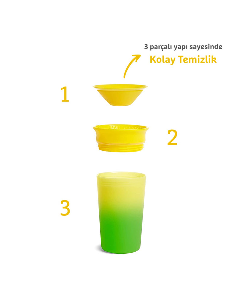 Munchkin Mucize 360° Renk Değiştiren Bardak – 266 ml, 12 Ay+, BPA İçermez, Sarı